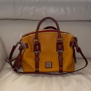 Dooney & Bourke Mustard and Chestnut Satchel